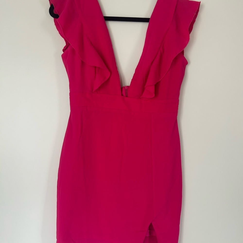 Superdown Pink Ruffled Sheath Dress